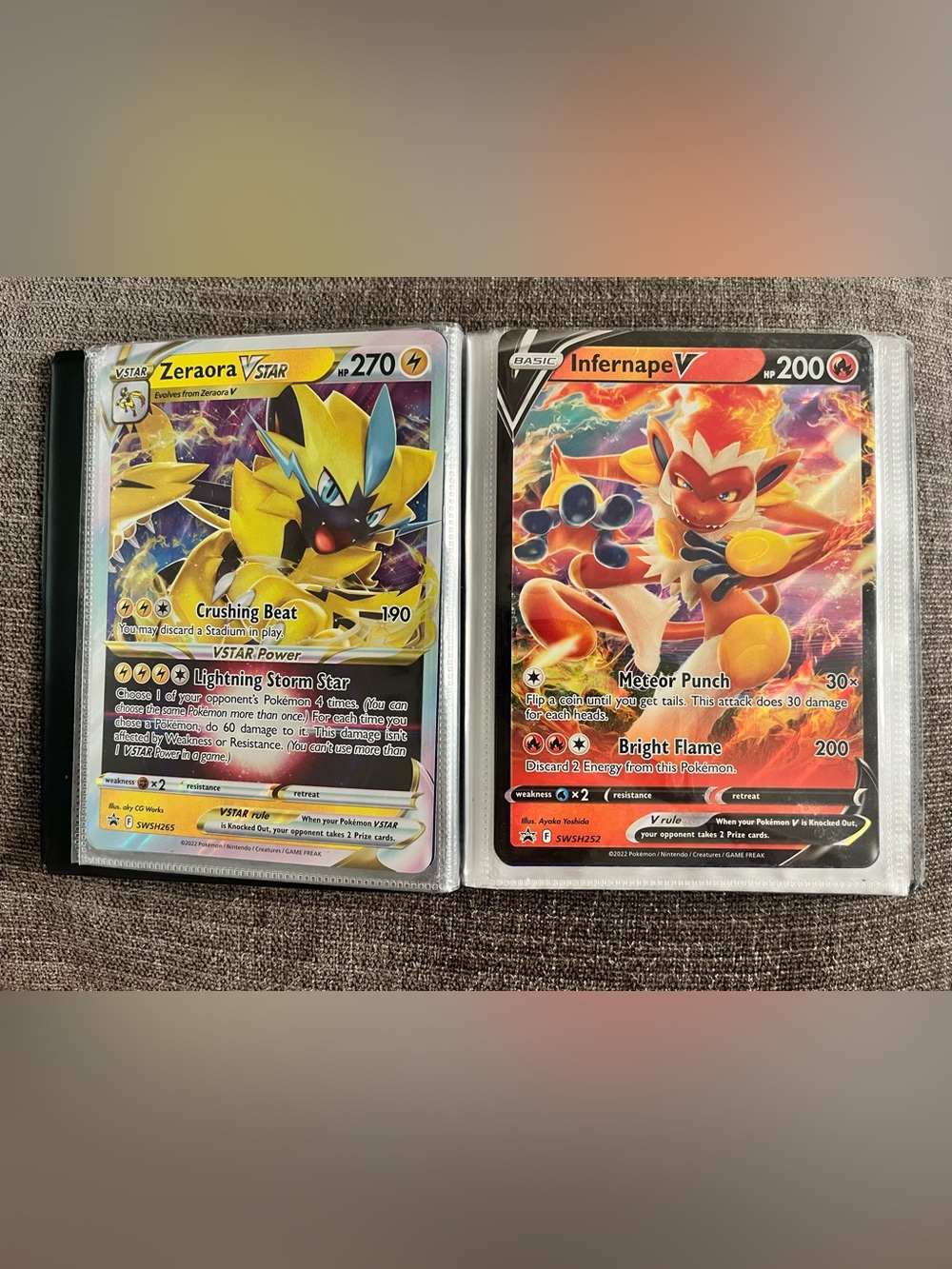 Pokemon Set of 6 Oversized Pokémon Cards and included binder.
